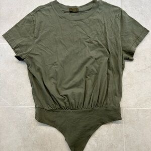 Nuuds Olive Green Crew Neck bodysuit